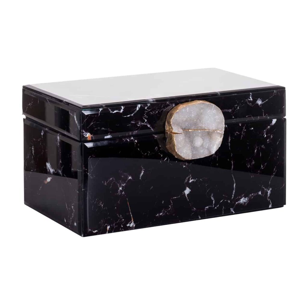 Richmond Interiors Juwelen box Maeve zwart marmer look (Black)