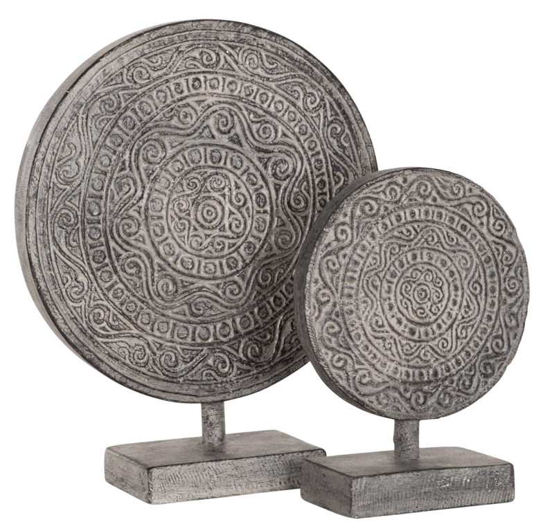 DTP Decorative Circle on stand Old White, set of 2 26x19x9 cm / 38x30x10 cm. Old White