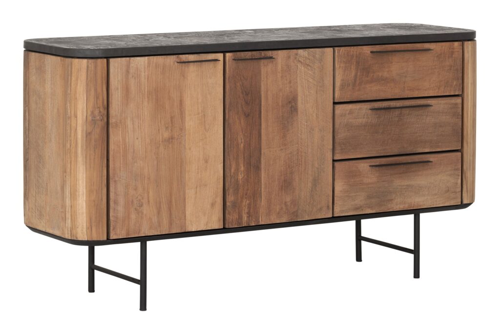 DTP Dresser Soho, 2 doors, 3 drawers,85x160x45 cm, recycled teakwood and mortex