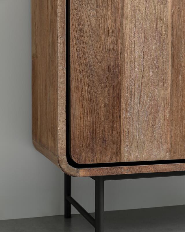 DTP Bookcase Evo, 2 doors, 5 open racks,220x80x40 cm, recycled teakwood